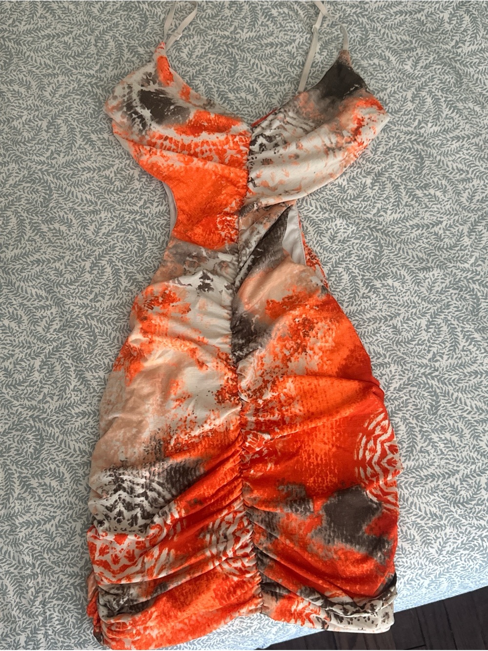 A3 Design Orange and White Abstract Dress Pattern